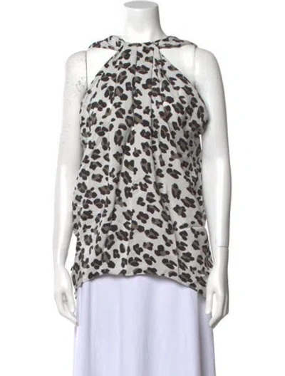 Pre-owned Cushnie Silk Animal Print Top In Neutral