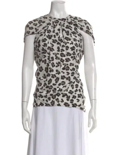 Pre-owned Cushnie Silk Animal Print Top In Neutral