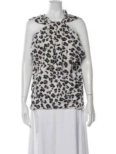 Pre-owned Cushnie Silk Animal Print Top In Neutrals
