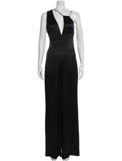 Pre-owned Cushnie Silk Asymmetrical Jumpsuit In Black