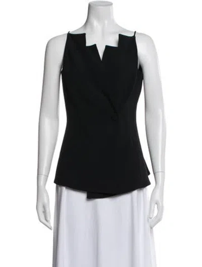 Pre-owned Cushnie Silk Asymmetrical Top In Black
