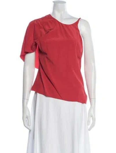 Pre-owned Cushnie Silk Asymmetrical Top In Red