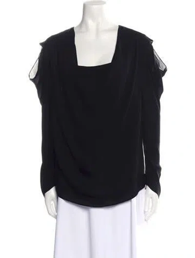 Pre-owned Cushnie Silk Cowl Neck Blouse In Black