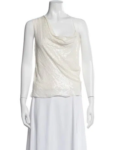 Pre-owned Cushnie Silk Cowl Neck Top In Gray