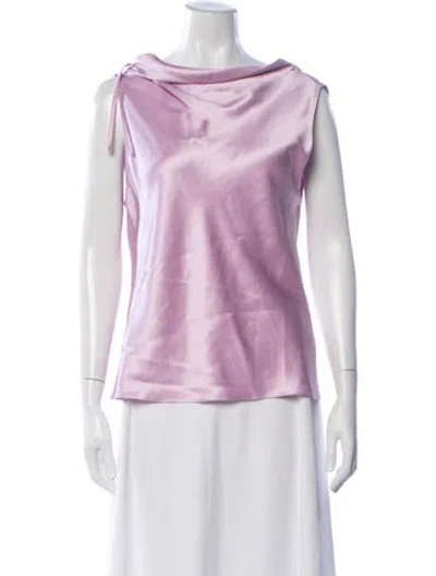 Pre-owned Cushnie Silk Cowl Neck Top In Purple