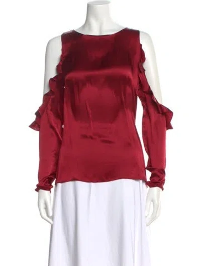Pre-owned Cushnie Silk Crew Neck Blouse In Red
