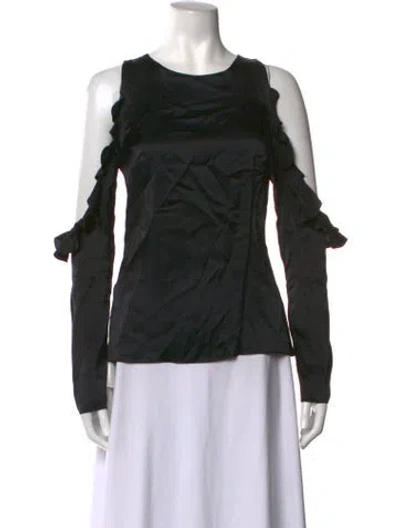 Pre-owned Cushnie Silk Crew Neck Top In Black