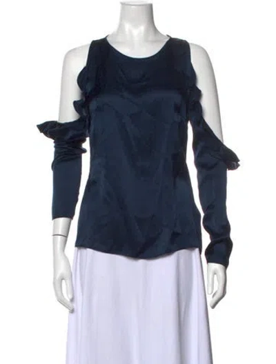 Pre-owned Cushnie Silk Crew Neck Top In Blue