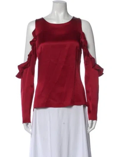 Pre-owned Cushnie Silk Crew Neck Top In Burgundy
