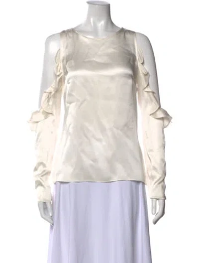 Pre-owned Cushnie Silk Crew Neck Top In Neutrals