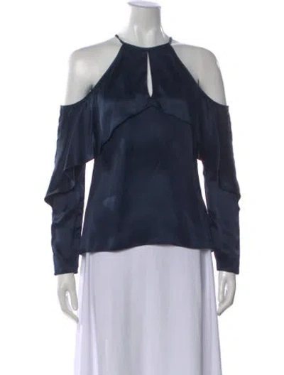 Pre-owned Cushnie Silk Halterneck Blouse In Blue