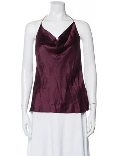 Pre-owned Cushnie Silk Halterneck Top In Burgundy