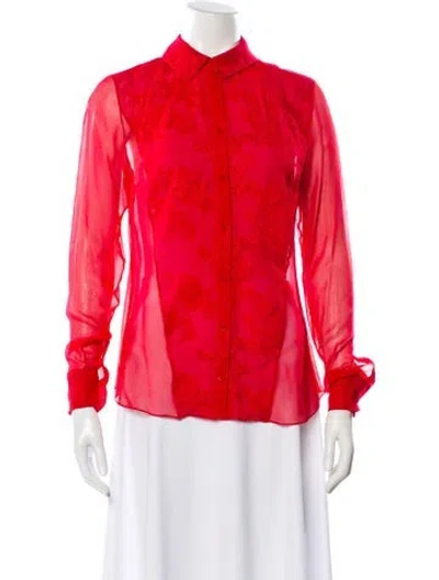 Pre-owned Cushnie Silk Lace Pattern Blouse In Pink