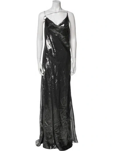 Pre-owned Cushnie Silk Long Dress In Black