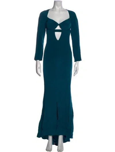 Pre-owned Cushnie Silk Long Dress In Blue