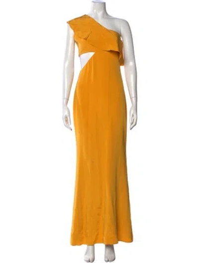 Pre-owned Cushnie Silk Long Dress In Gold