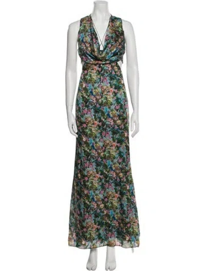 Pre-owned Cushnie Silk Long Dress In Multi