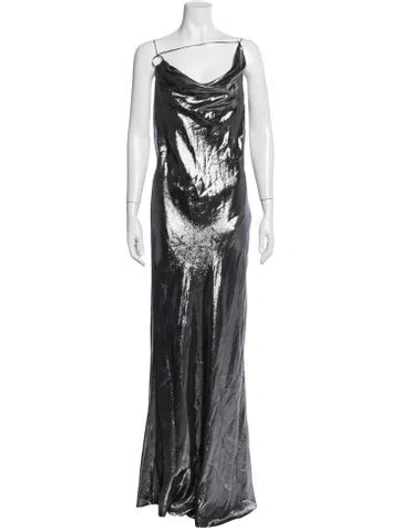 Pre-owned Cushnie Silk Long Dress In Silver
