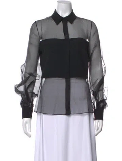 Pre-owned Cushnie Silk Long Sleeve Blouse In Black