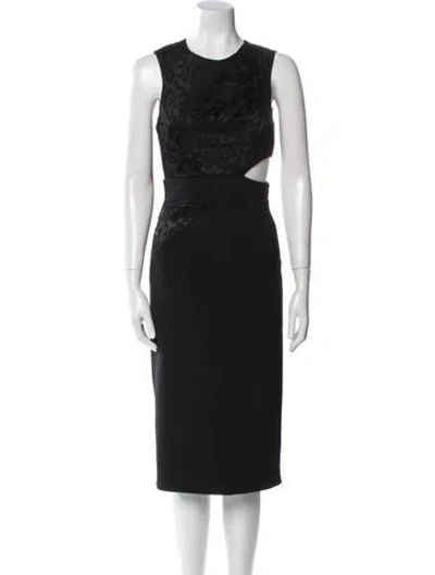 Pre-owned Cushnie Silk Midi Length Dress In Black