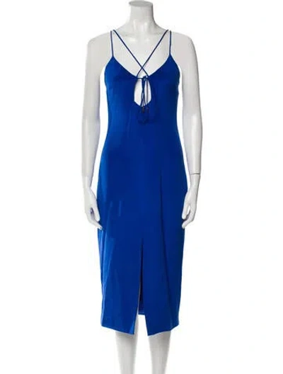 Pre-owned Cushnie Silk Midi Length Dress In Blue