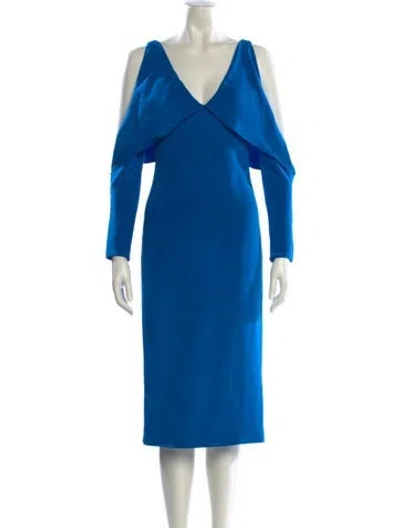 Pre-owned Cushnie Silk Midi Length Dress In Blue