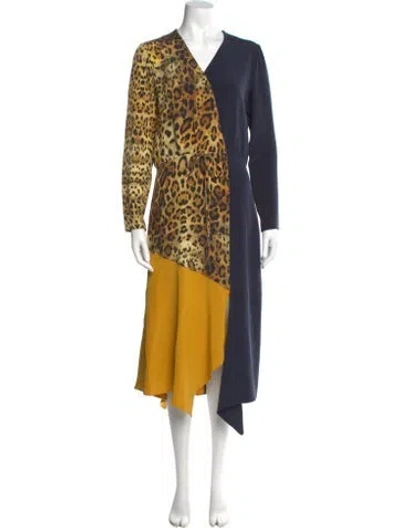 Pre-owned Cushnie Silk Midi Length Dress In Blue