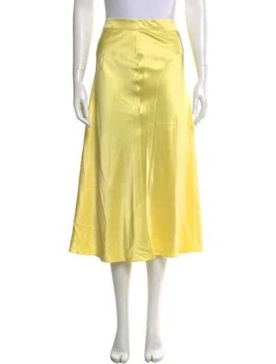 Pre-owned Cushnie Silk Midi Length Skirt In Yellow