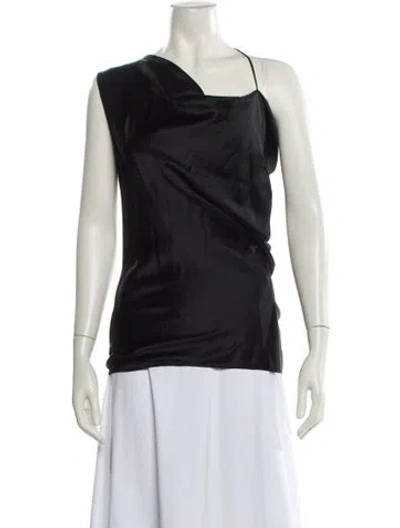 Pre-owned Cushnie Silk One-shoulder Top In Black