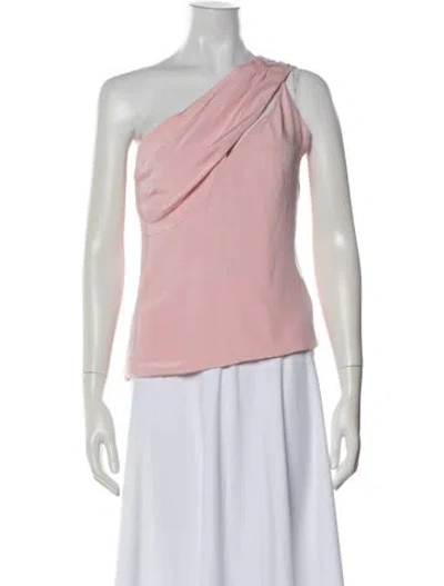 Pre-owned Cushnie Silk One-shoulder Top In Pink