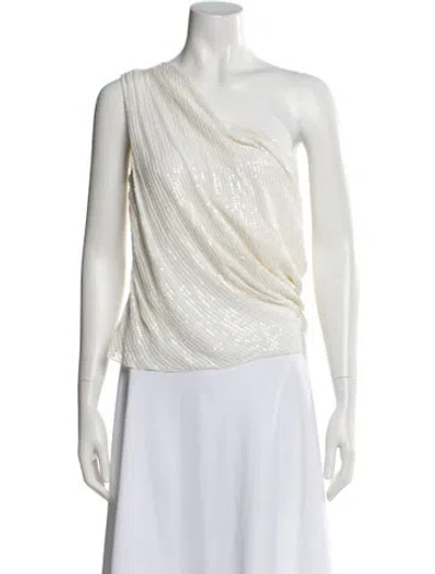 Pre-owned Cushnie Silk One-shoulder Top In White