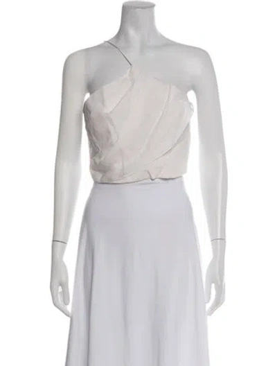 Pre-owned Cushnie Silk One-shoulder Top In White
