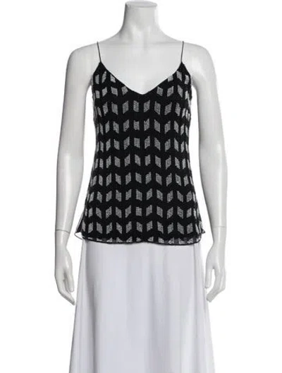 Pre-owned Cushnie Silk Printed Top In Black