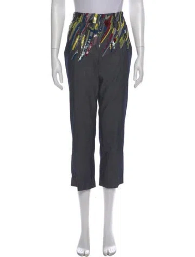 Pre-owned Cushnie Silk Straight Leg Pants In Blue