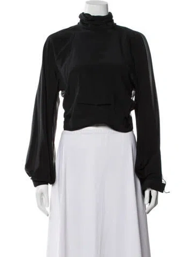 Pre-owned Cushnie Silk Turtleneck Top In Black