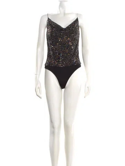 Pre-owned Cushnie Silk V-neck Bodysuit In Black