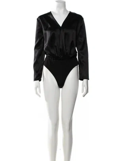 Pre-owned Cushnie Silk V-neck Bodysuit In Black