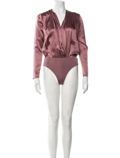 Pre-owned Cushnie Silk V-neck Bodysuit In Pink