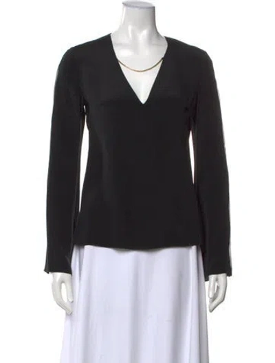 Pre-owned Cushnie Silk V-neck Top In Black