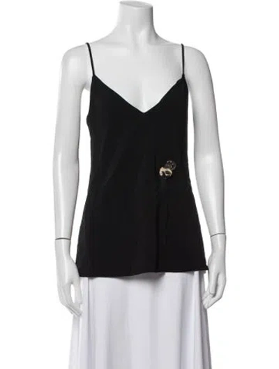 Pre-owned Cushnie Silk V-neck Top In Black