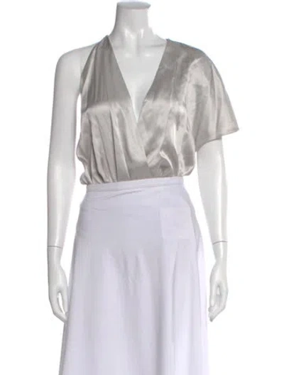 Pre-owned Cushnie Silk V-neck Top In Blue