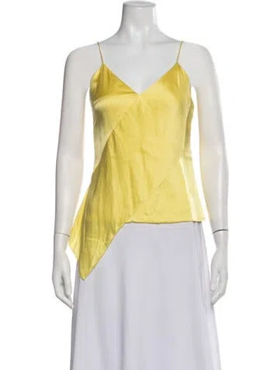 Pre-owned Cushnie Silk V-neck Top In Yellow