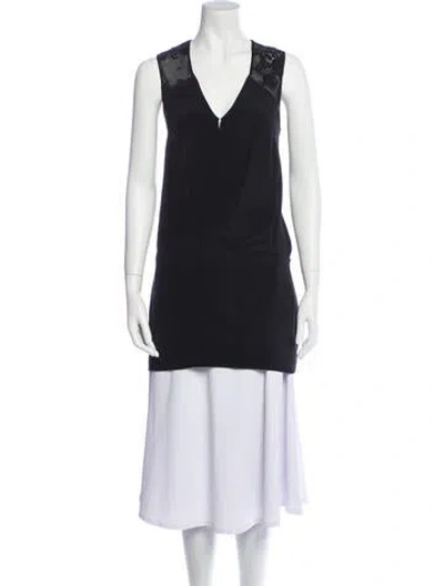 Pre-owned Cushnie Silk V-neck Tunic In Black