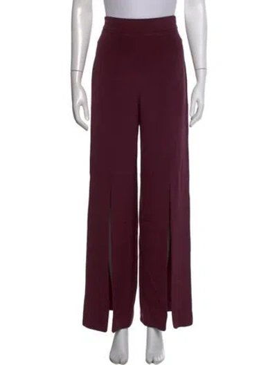 Pre-owned Cushnie Silk Wide Leg Pants In Burgundy