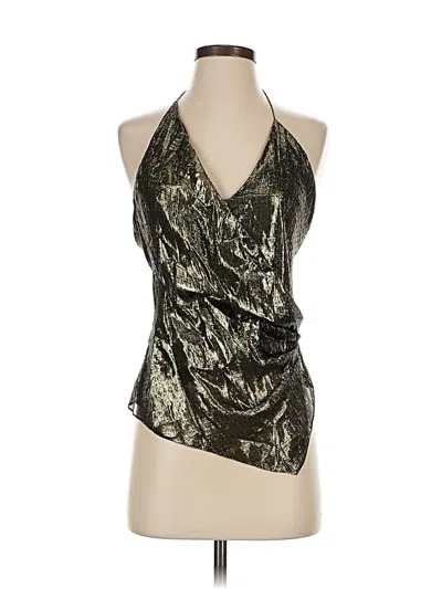 Pre-owned Cushnie Sleeveless Silk Top Gold Halter Neckline Tops