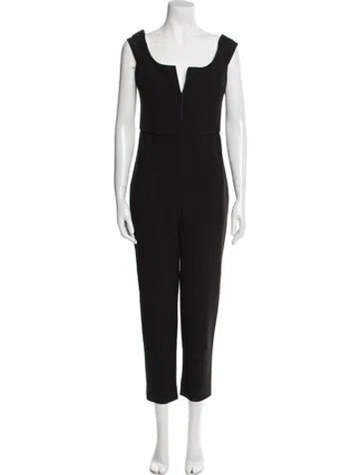 Pre-owned Cushnie Square Neckline Jumpsuit In Black