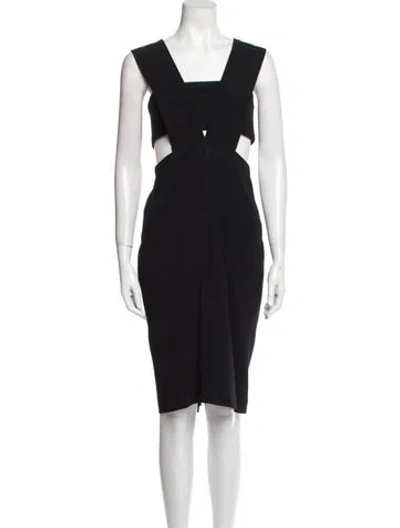 Pre-owned Cushnie Square Neckline Knee-length Dress In Black
