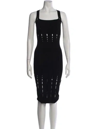 Pre-owned Cushnie Square Neckline Knee-length Dress In Black