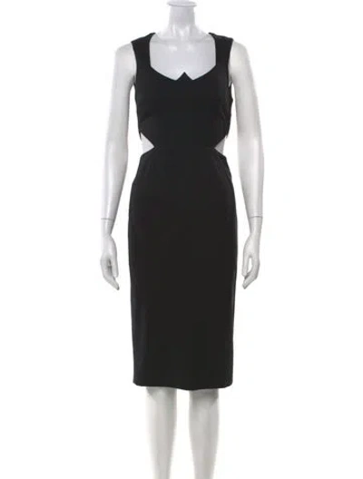Pre-owned Cushnie Square Neckline Knee-length Dress In Black