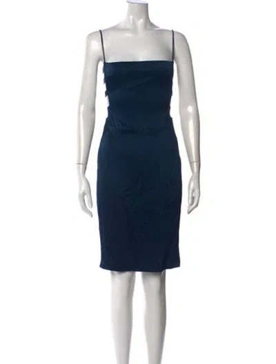 Pre-owned Cushnie Square Neckline Knee-length Dress In Blue